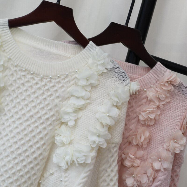 【tops】立体フラワーニットセーター　M28595
