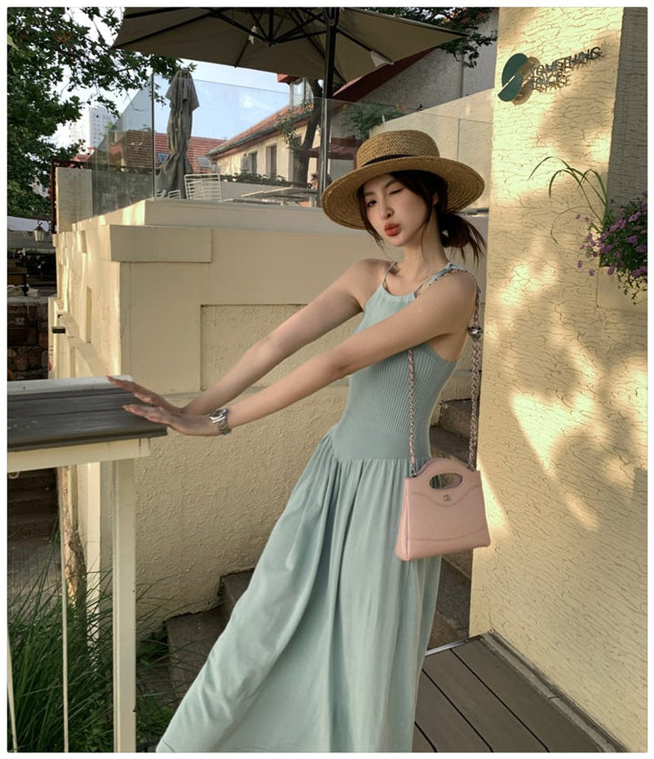 【dress】ニット切り替えワンピース
