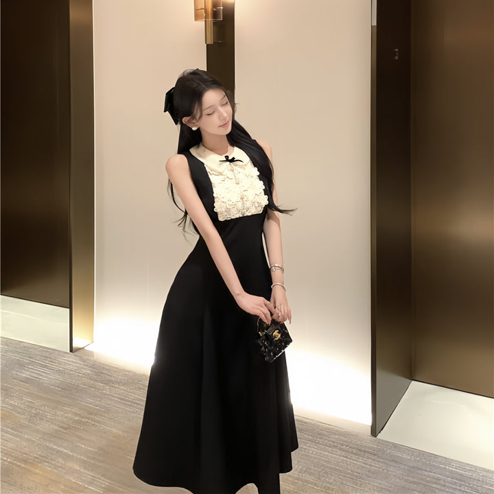 【dress】ノースリーブレースドッキングワンピース　M31116
