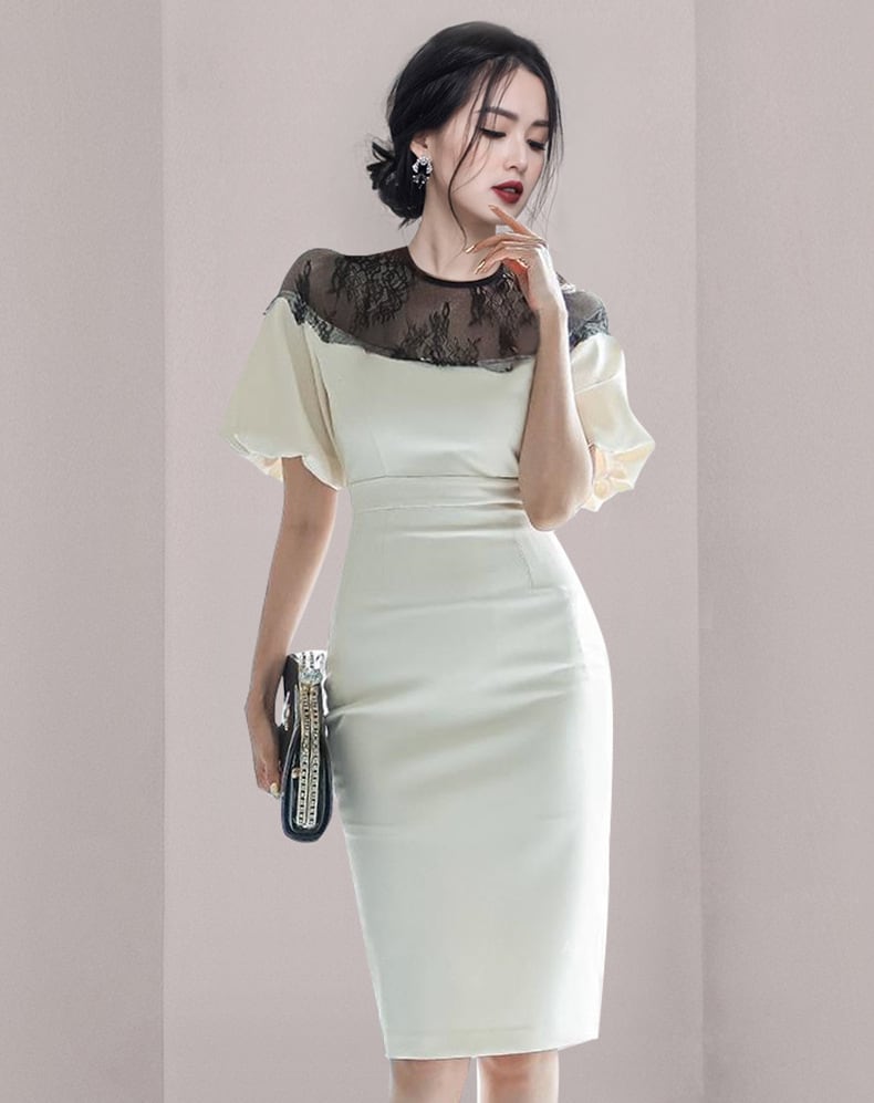 【dress】高級感 chicエレガント切り替えデートワンピース　M16761