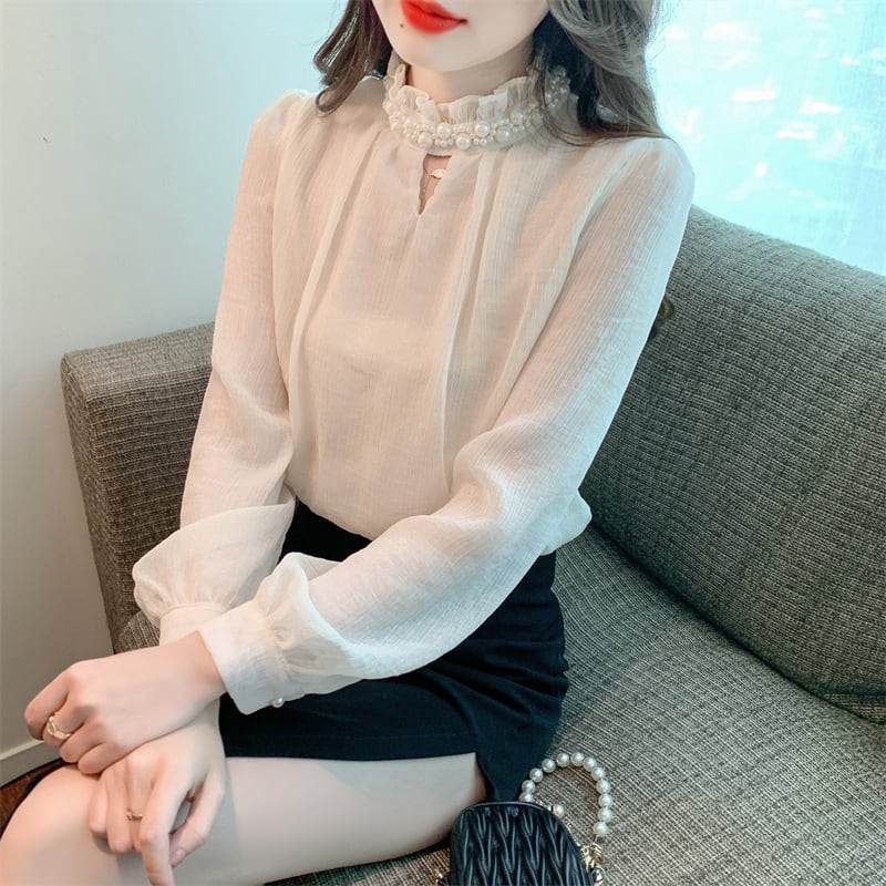 【tops】スタンドネックシャツトップス　M18351