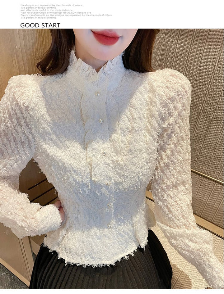 【tops】裹起毛シャツトップス　M27421
