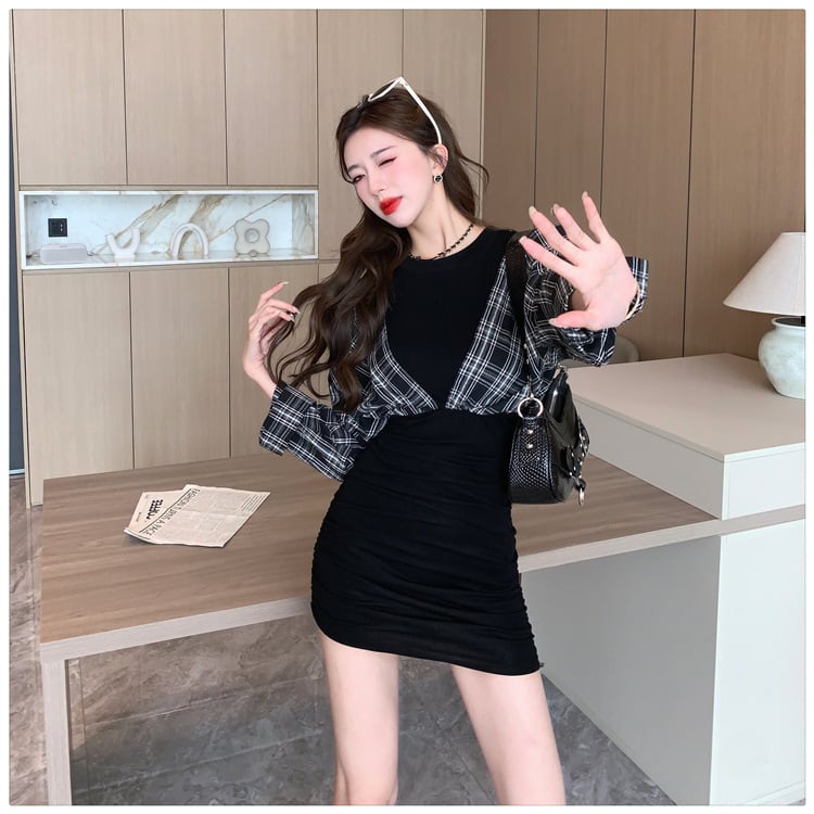 【dress】人気を独占中 ファッション切り替えワンピース　M17637