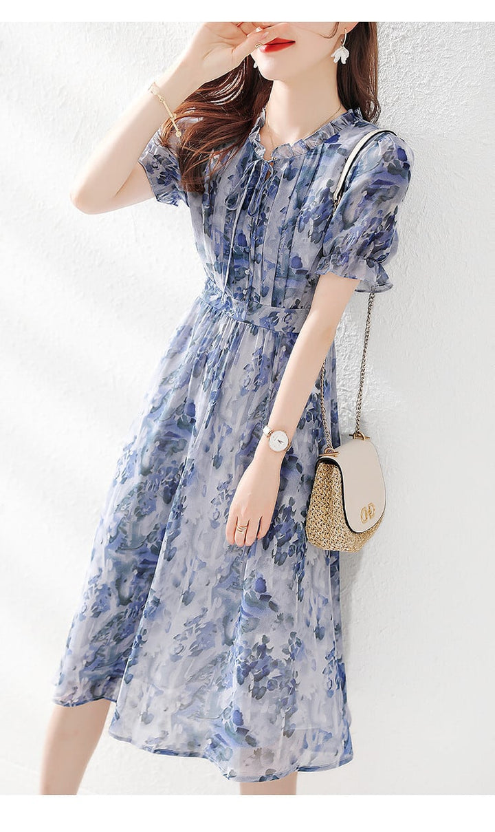 【dress】細身効果抜群♪エレガントプリントワンピース　M16967
