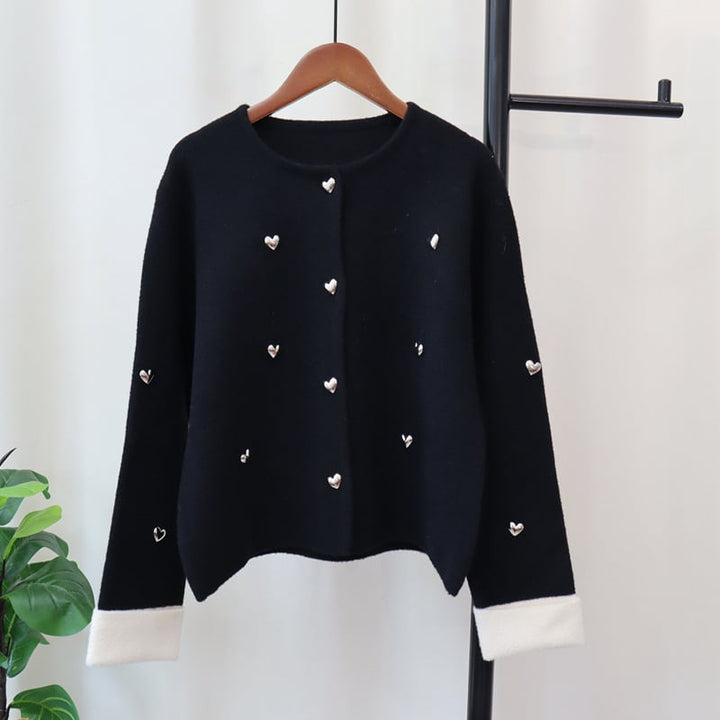 【outer】ハートモチーフニットカーディガン　N2710