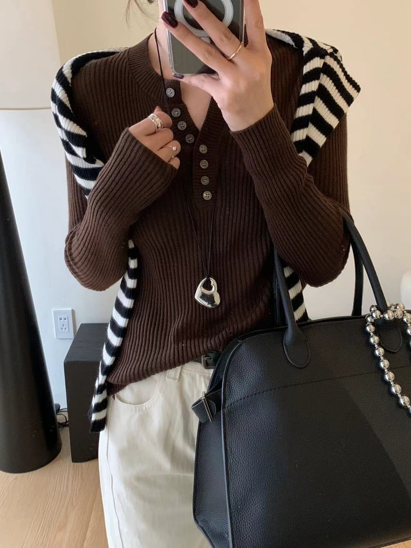 【tops】Vネックニットトップス　M26791