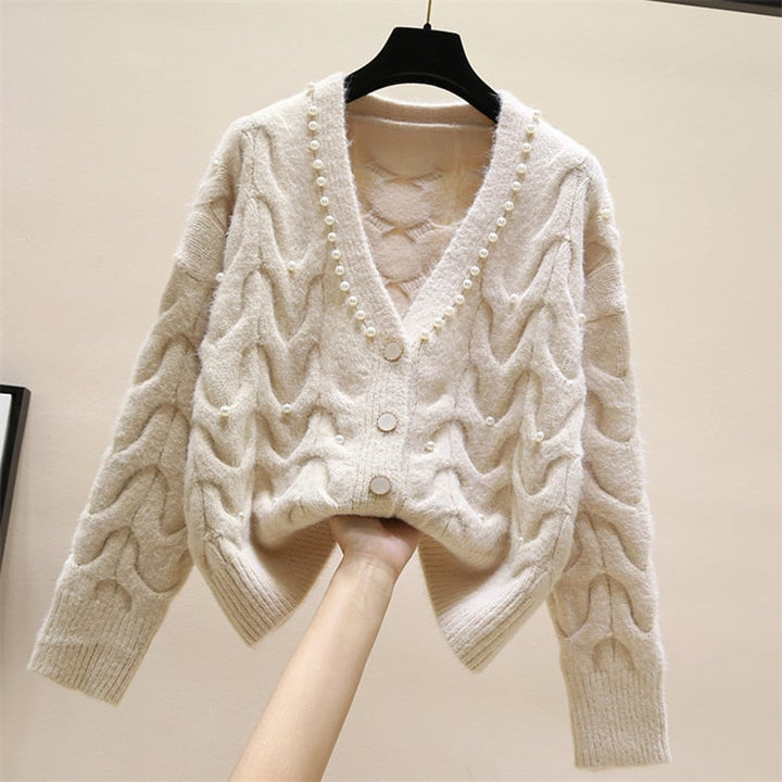 【outer】パールVネックニットカーディガン　M17941