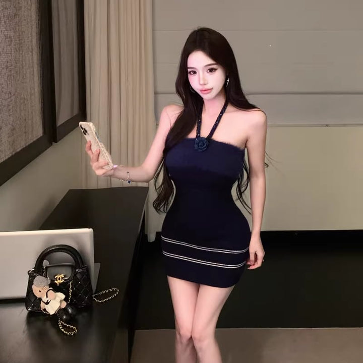 【dress】ホルターネックニットワンピース Q7818