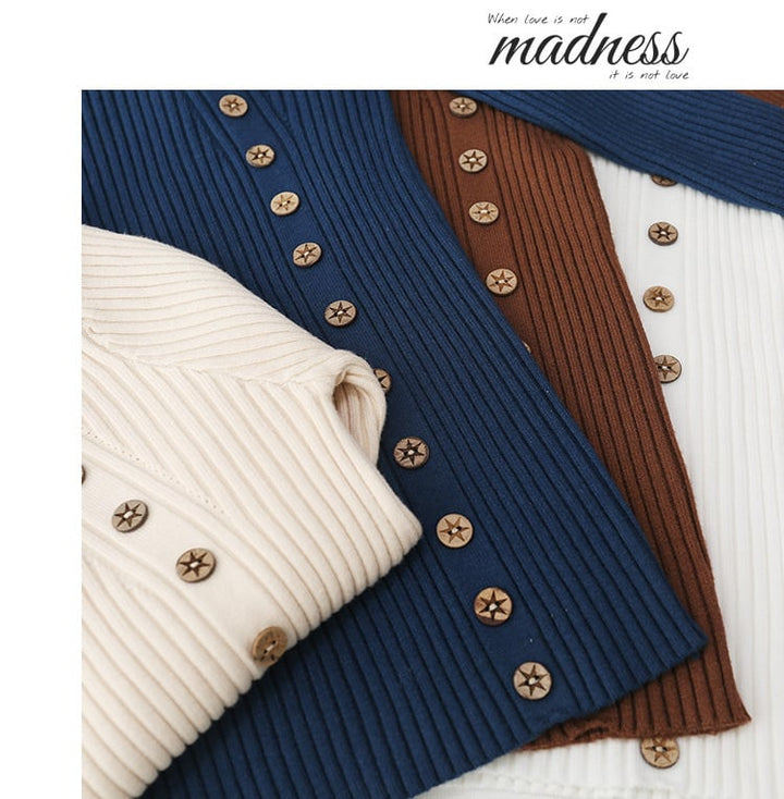 【tops】ボタンデザインニットトップス　M27410