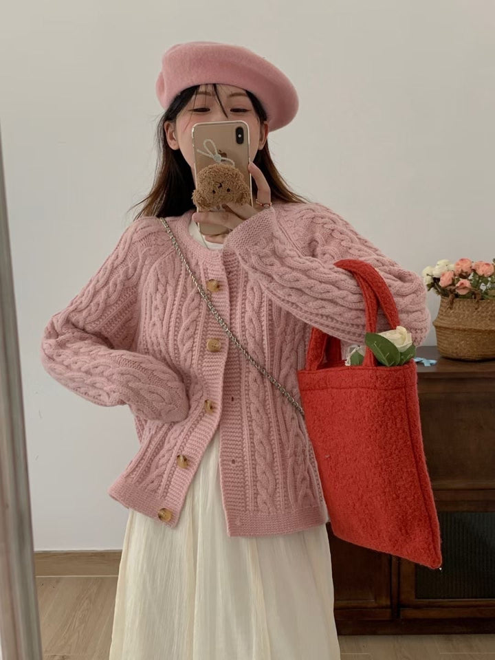 【outer】クルーネックニットカーデ　M18194