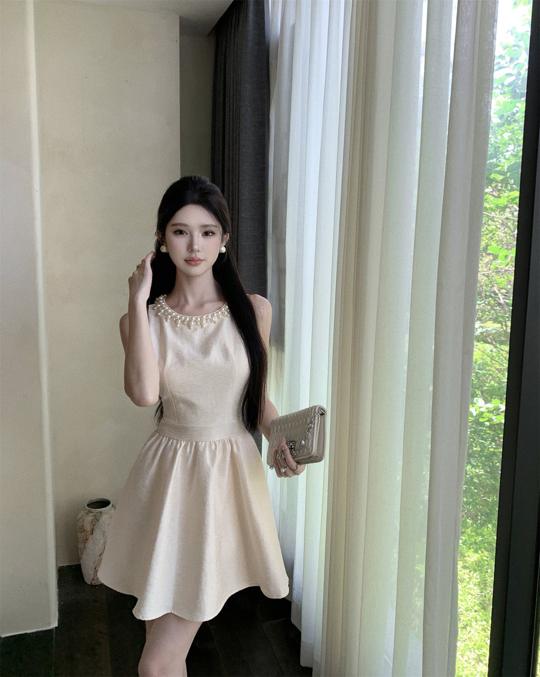 【dress】ノースリーブパールワンピース　M24545