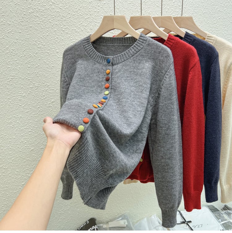 【outer】ボーダー柄デザインニットカーデ　M26814