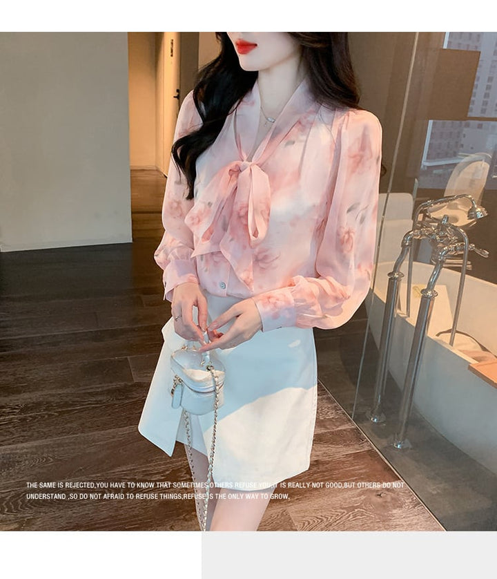【tops】リボン付きシャツトップス　M21687
