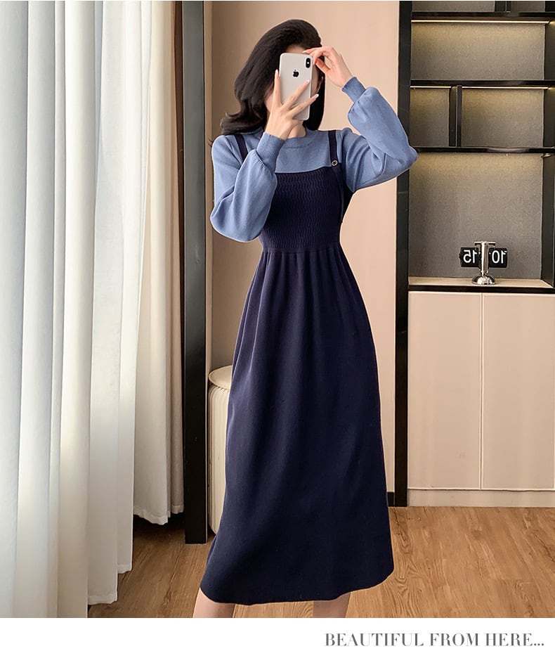 【dress】切り替えニットワンピース　M26645