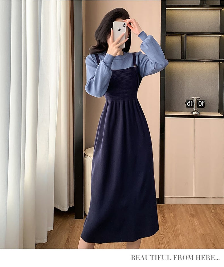 【dress】切り替えニットワンピース　M26645