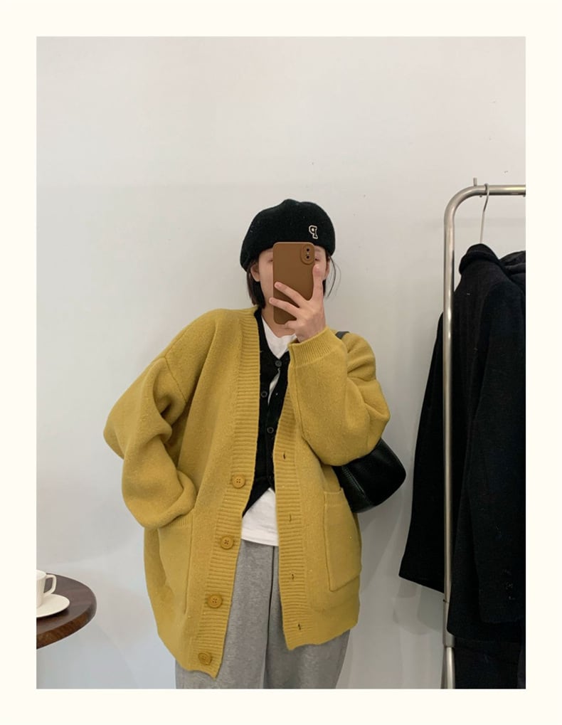 【dress】無地Vネックニットカーディガン　M17703