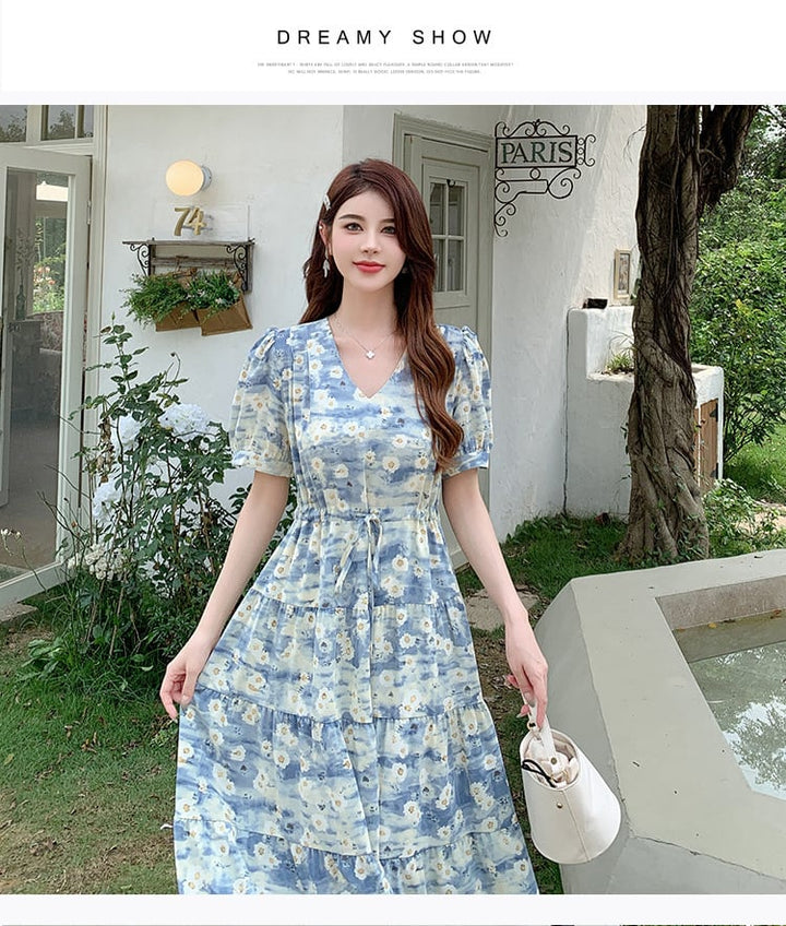 【dress】好感度UPエレガントパフスリーブワンピース　M16949