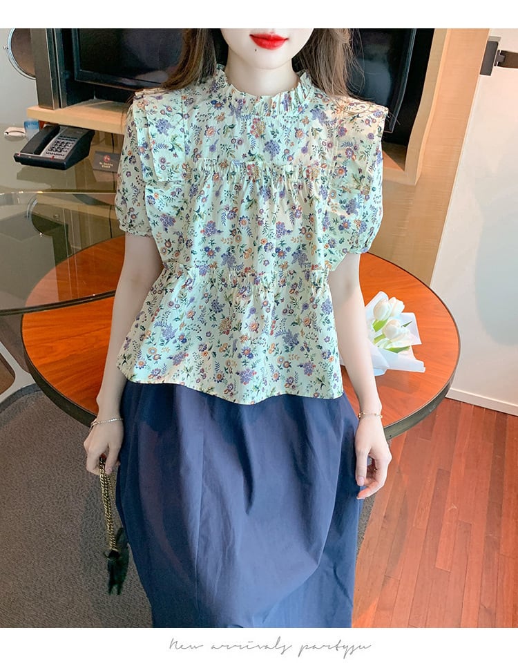 【set】人気を独占中 2点セット花柄シャツトップス+スカート　M17084