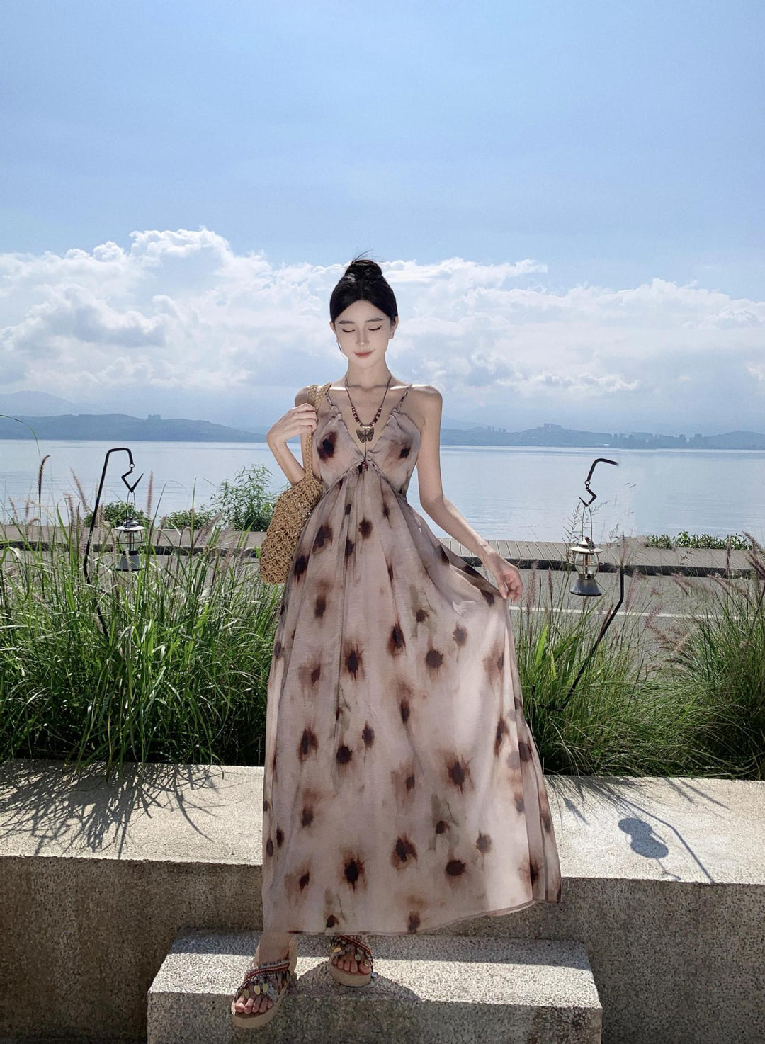 【dress】Vネックキャミワンピース　M25310