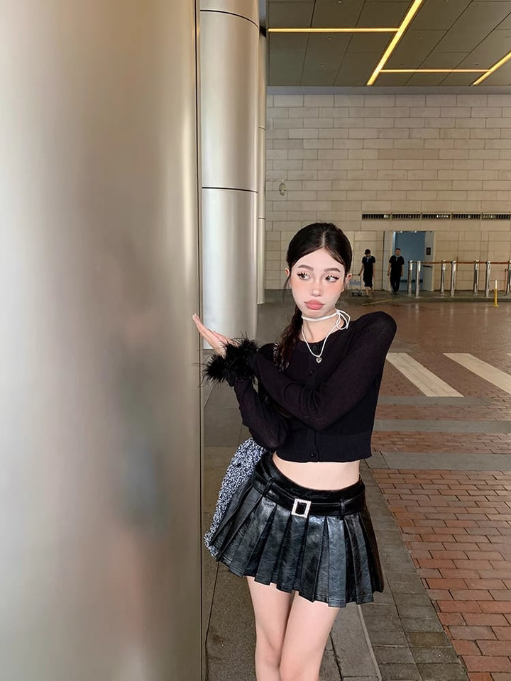 【outer】袖ファーニットカーデ　M18079