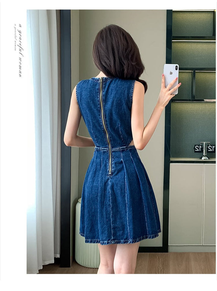 【dress】ノースリーブデニムワンピース　M24160