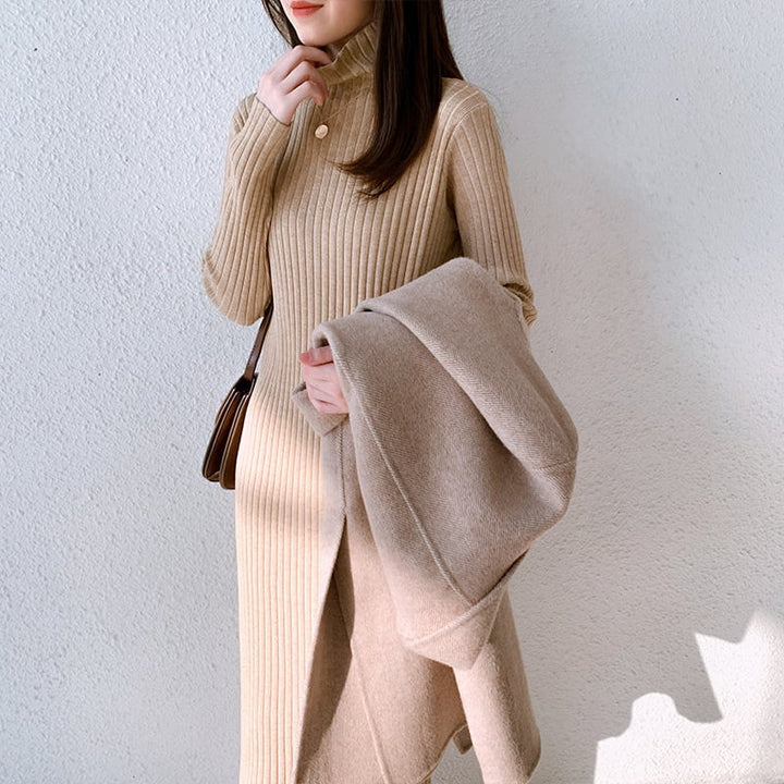 【dress】人気アイテム ! ハイネックニットワンピース　M17662
