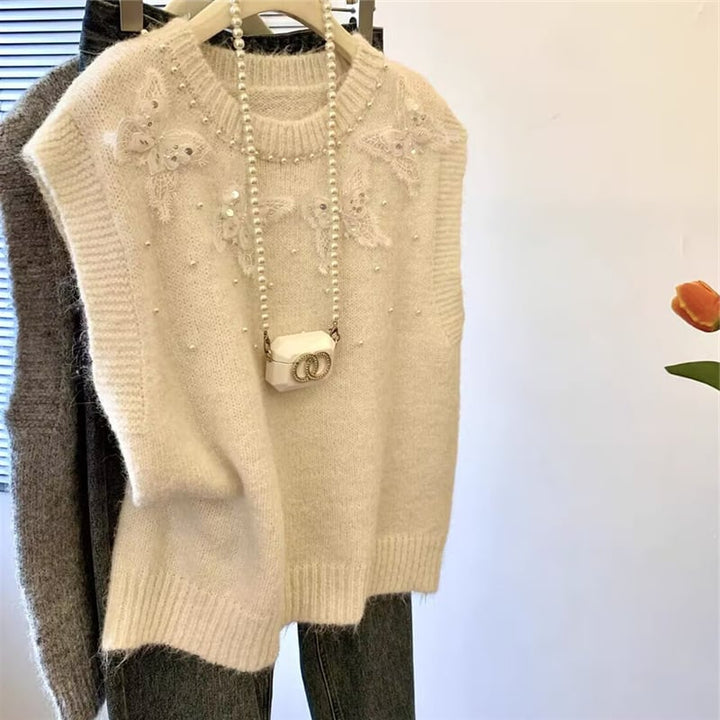 【tops】リボン付きニットベスト　M28922