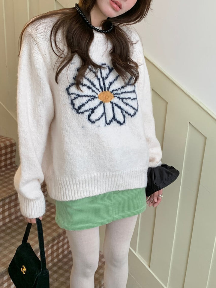【tops】刺繍ニットセーター　M28269