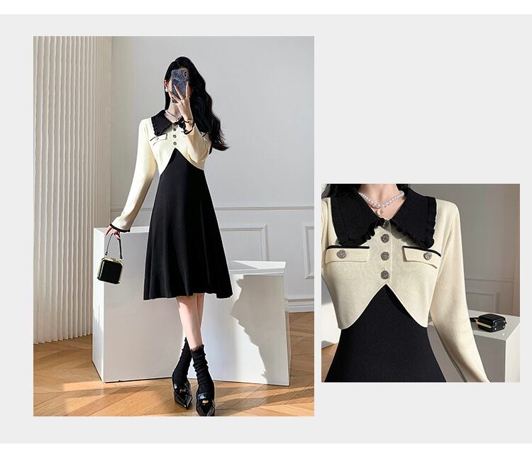 【dress】ドッキングニットワンピース　M18989