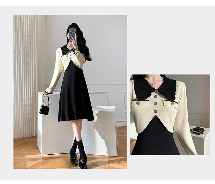 【dress】ドッキングニットワンピース　M18989
