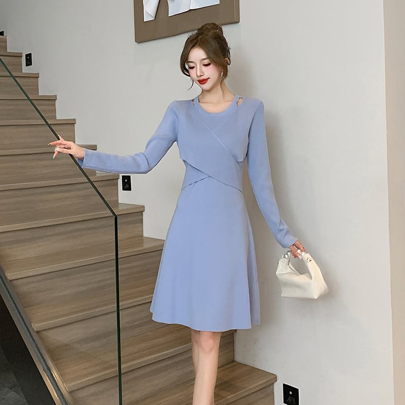 【dress】ドッキングニットワンピース　M18329