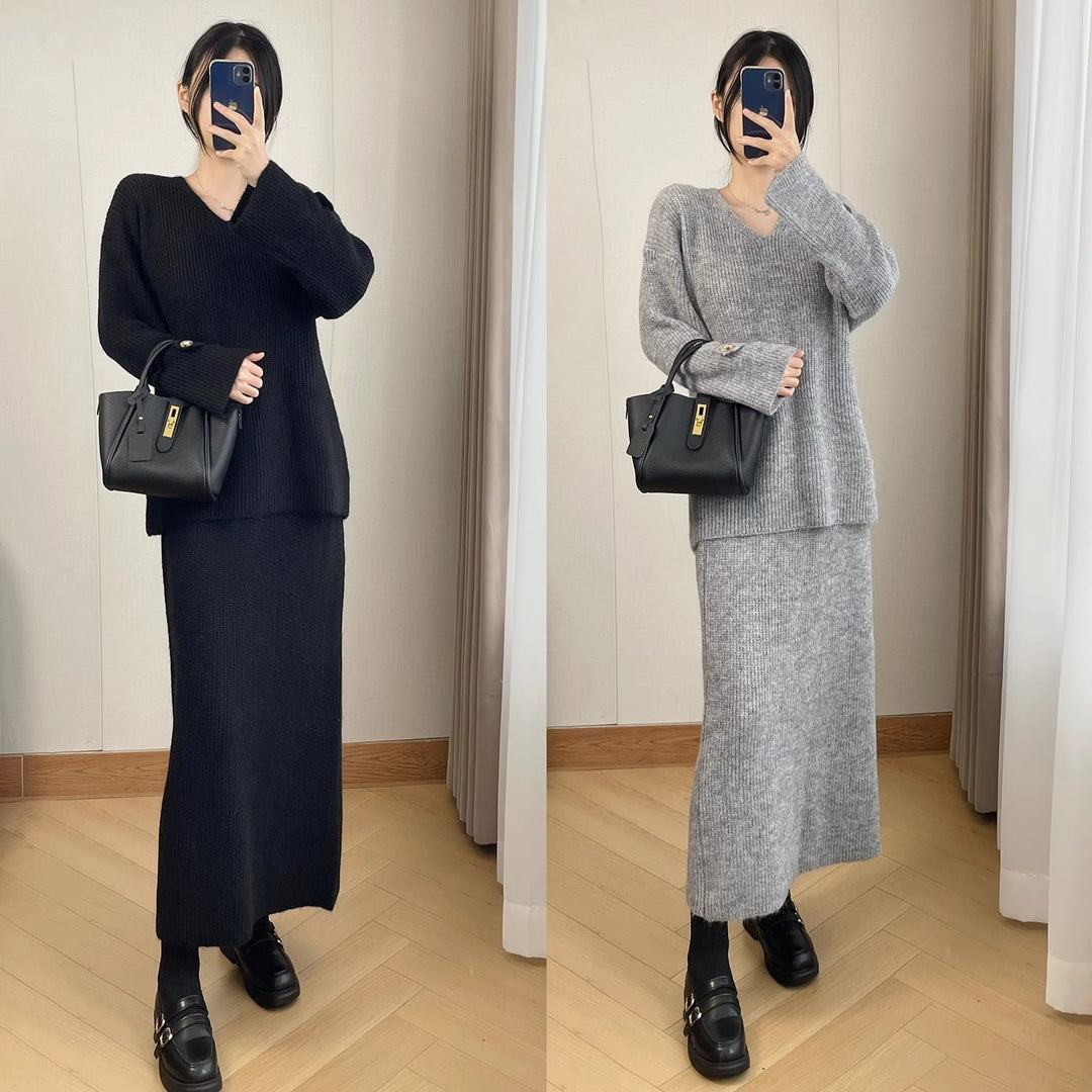 【set】ニットセーター+スカートセット　M26823