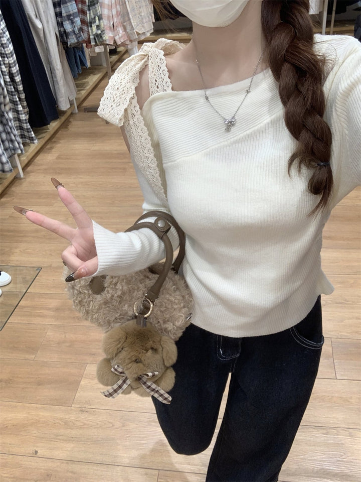 【tops】オフショルダーニットトップス　M27365
