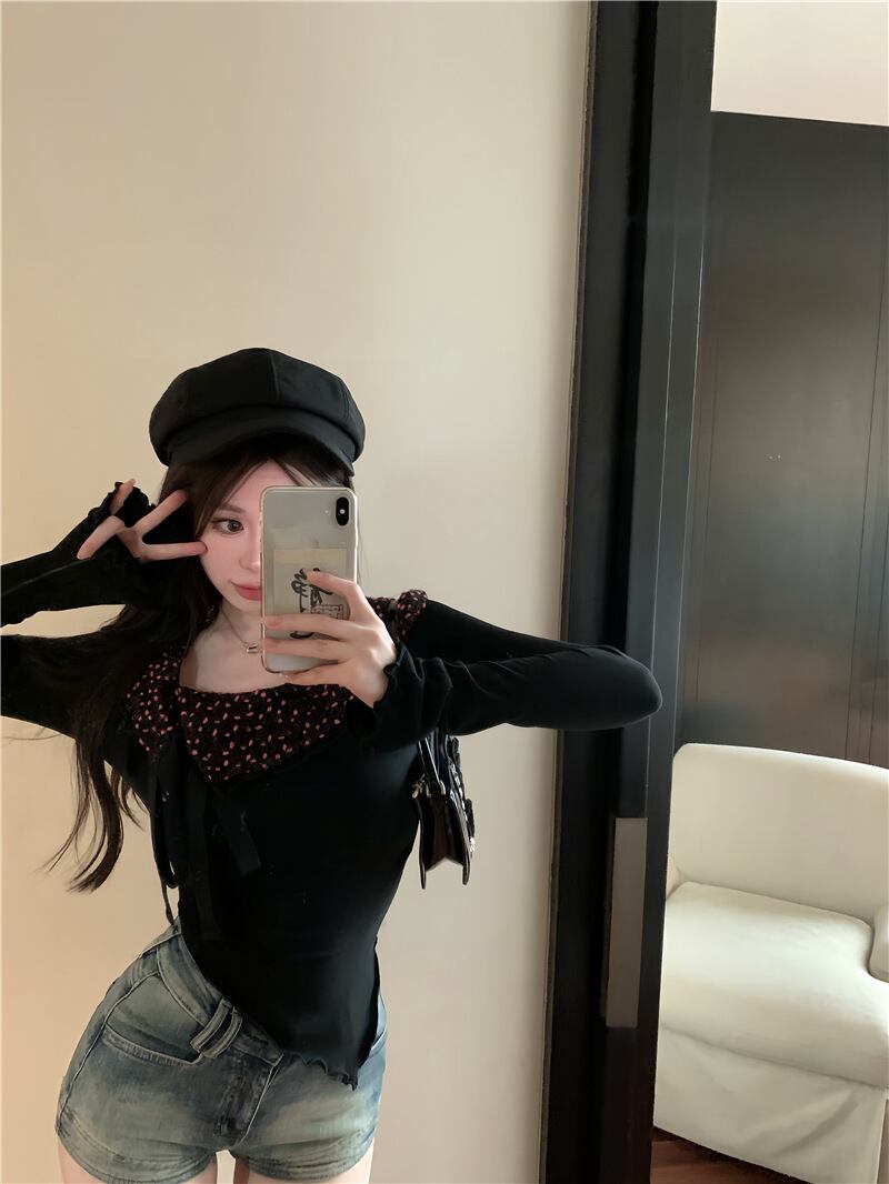【tops】不規則 イレギュラー長袖Tシャツ　M28313