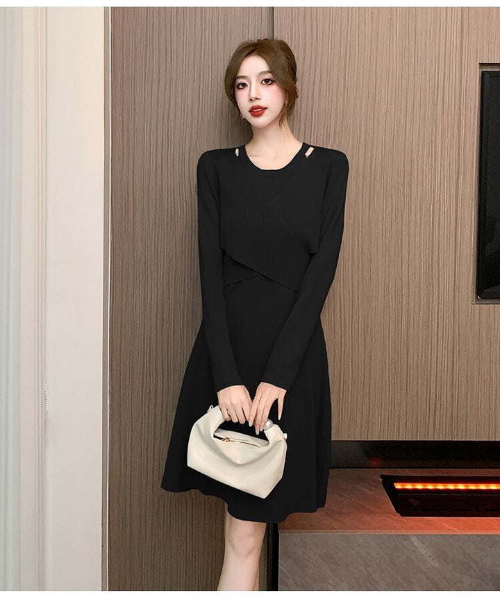 【dress】ドッキングニットワンピース　M18329