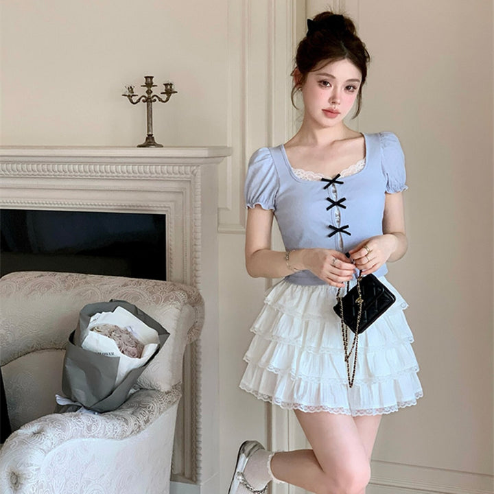 【tops】リボンレースドッキングトップス　N3012