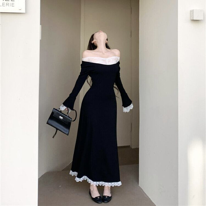 【dress】ボートネックドッキングワンピース　M27957