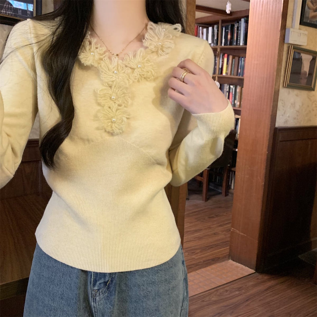 【tops】立体フラワーニットトップス　M28671