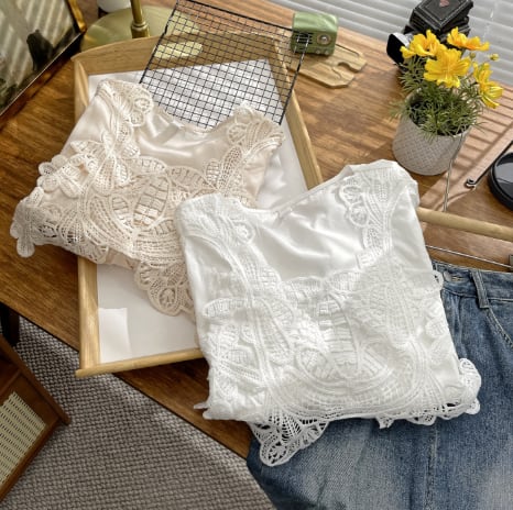 【tops】レースシャツトップス　M22611