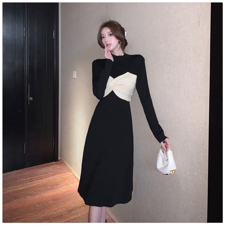 【dress】リボン切り替えニットワンピース　M28579