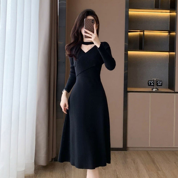 【dress】ホルターネックVネックワンピース　M25693