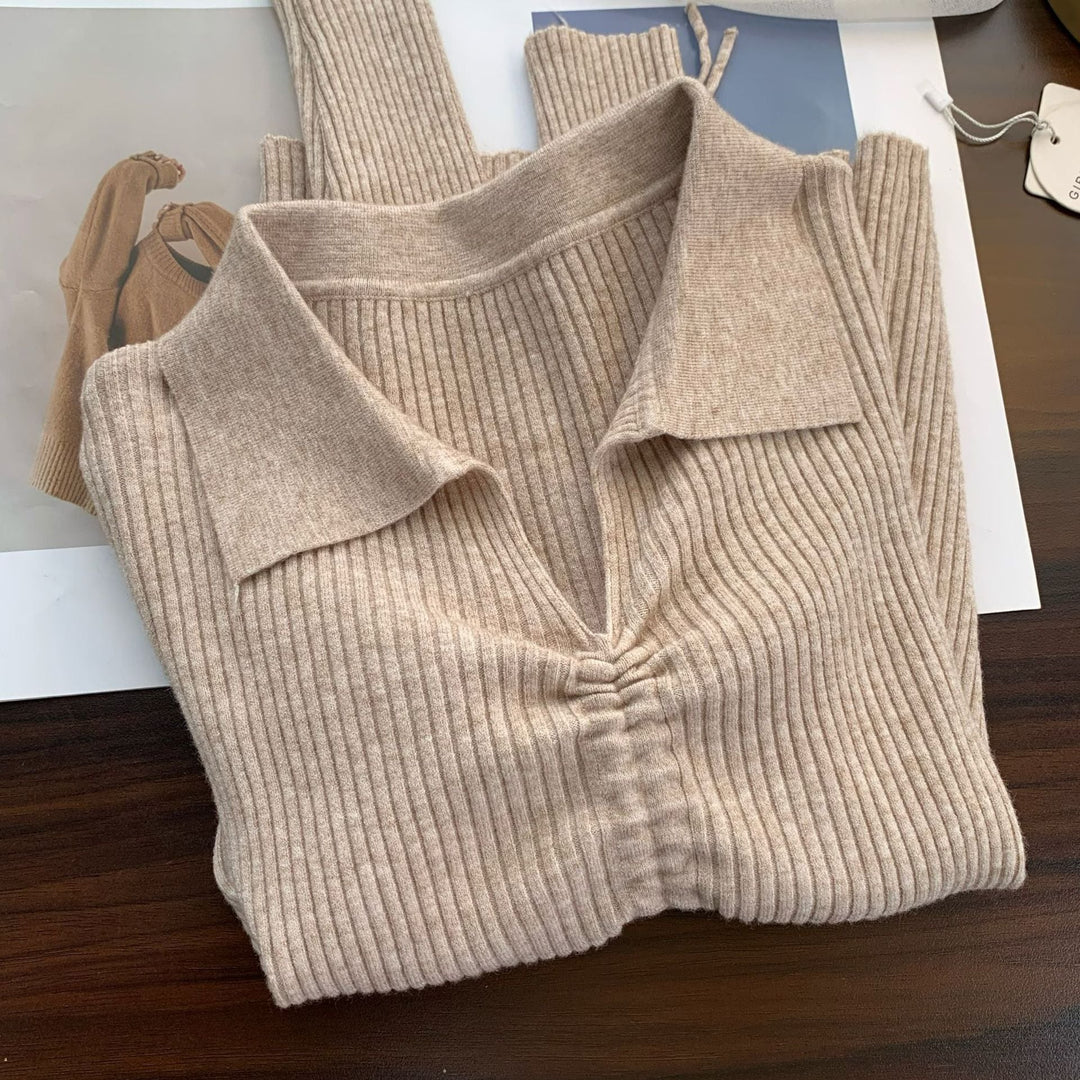 【tops】無地ニットトップス　M26480