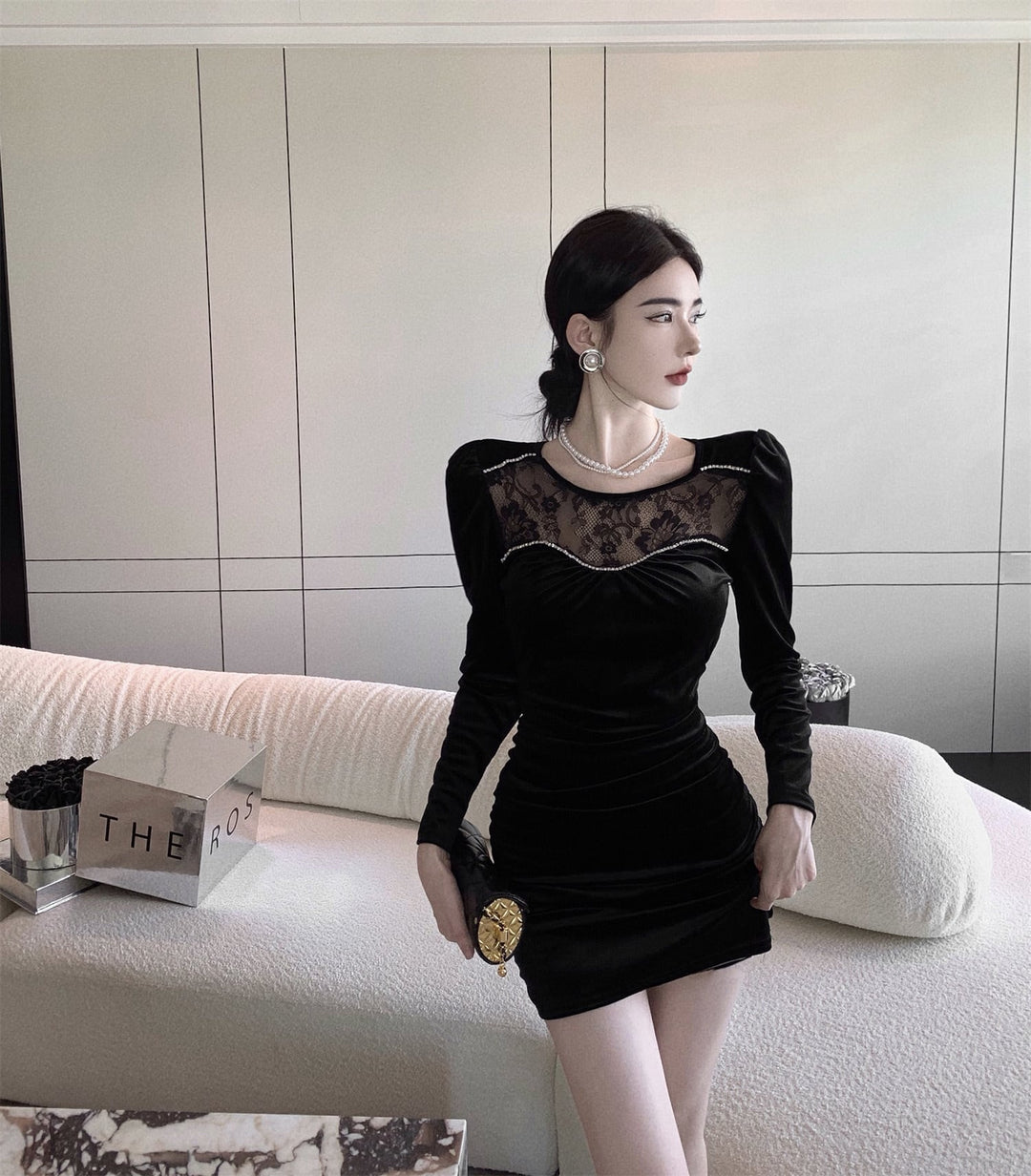 【dress】レース切り替えデートワンピース　M26639