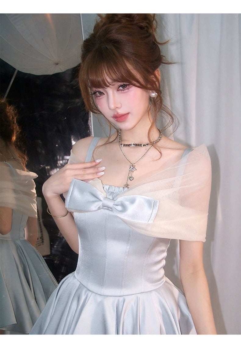 【dress】チュールリボンミニワンピース　N3565