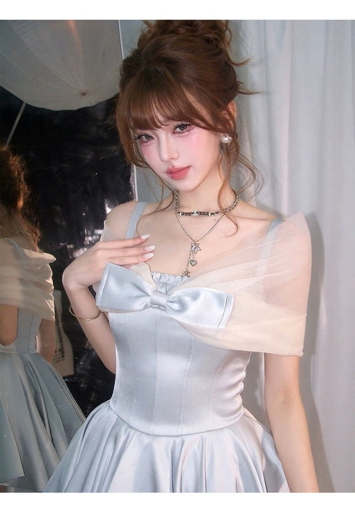 【dress】チュールリボンミニワンピース　N3565