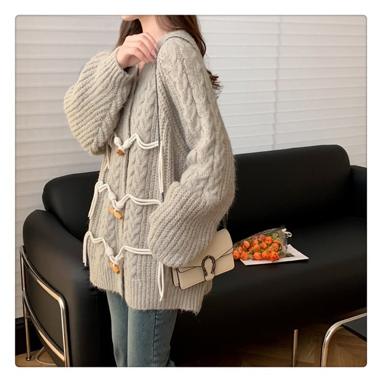 【outer】クルーネックニットカーデ　M18387