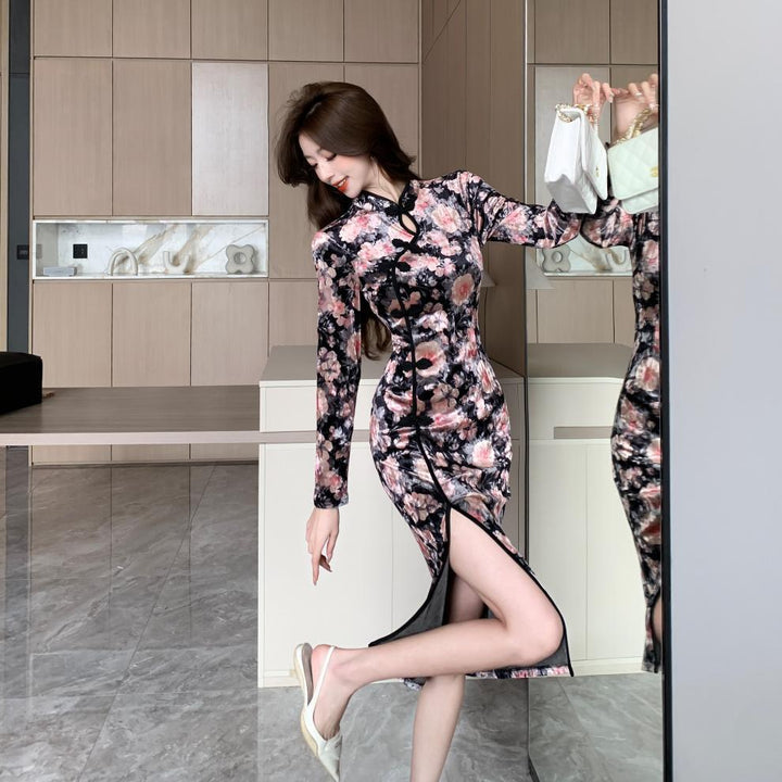 【dress】プリントスリットデートワンピース　M28303