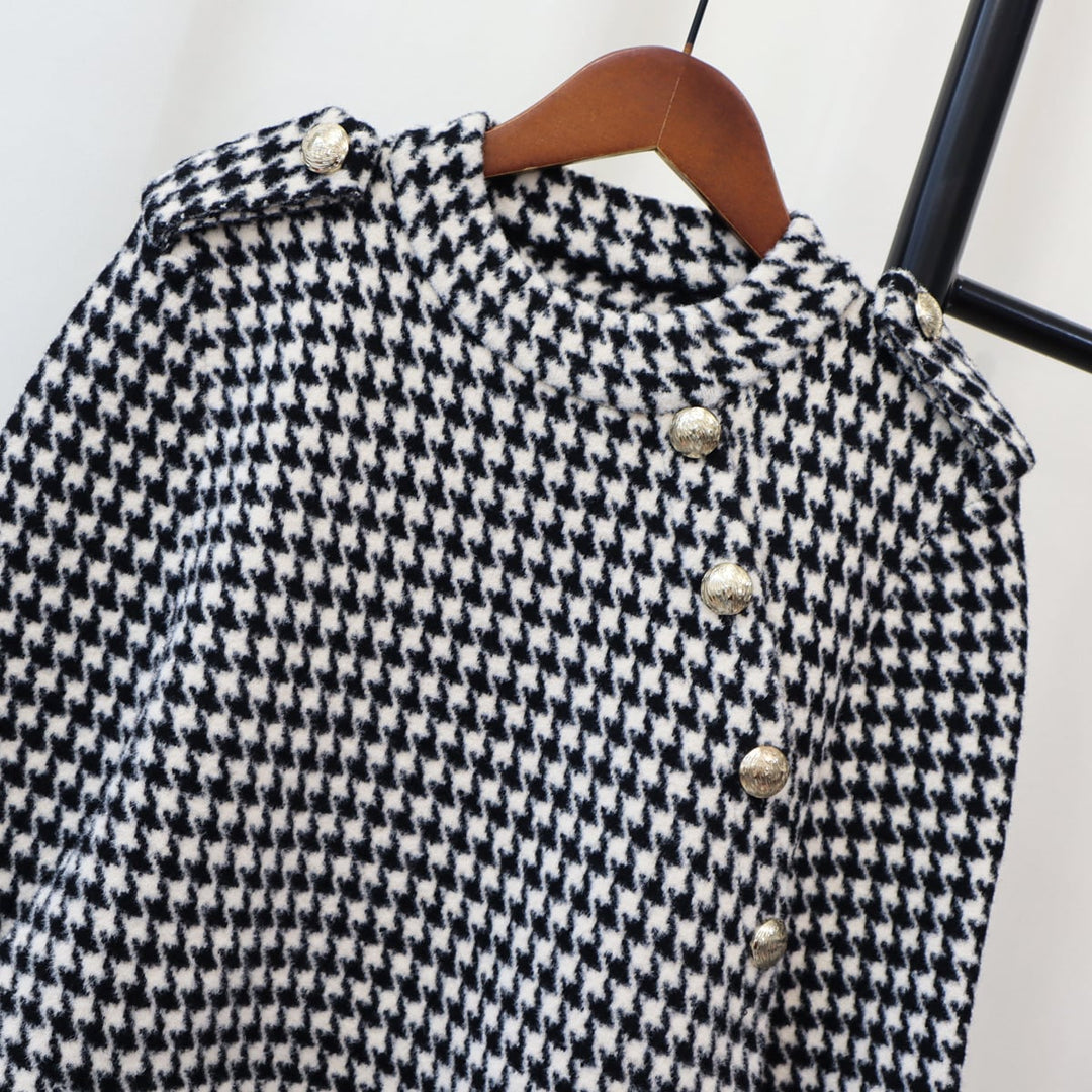 【outer】千鳥格子ツイードケープコート　M18173