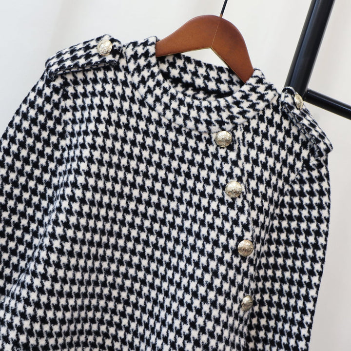 【outer】千鳥格子ツイードケープコート　M18173