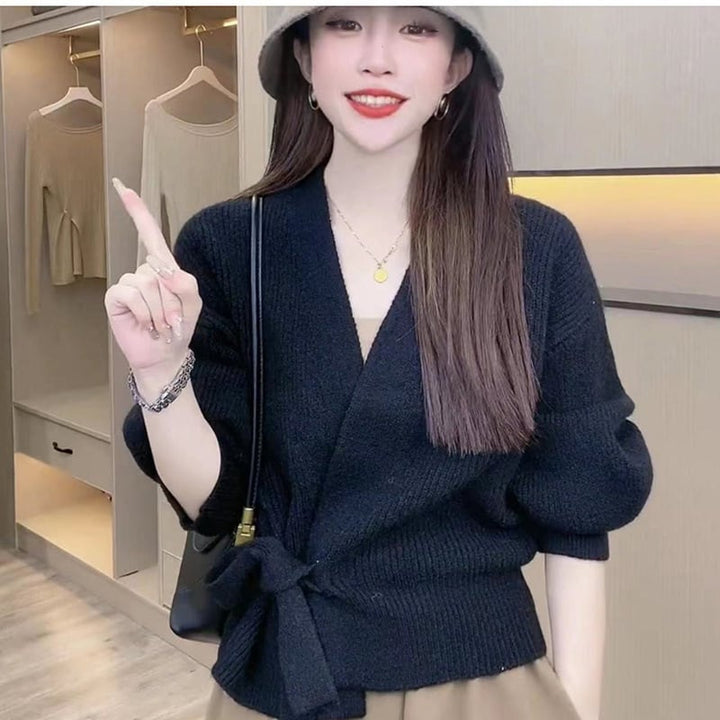 【tops】カシュクールニットセーター　M17866